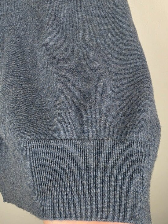 Banana Republic Men's Sweater Merino Wool Quarter Zip Blue Heathered Size XL - Picture 8 of 11